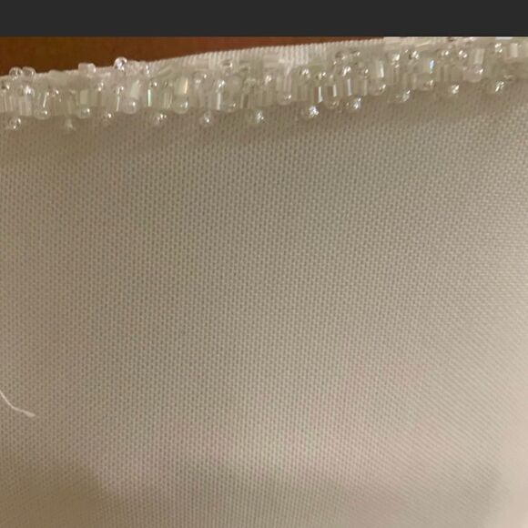 Kathryn LaCroix white nee wedding dress gown beading sheer long sleeves, size 10 - Picture 7 of 13